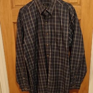 Jos. A. Bank Navy and White Plaid Shirt